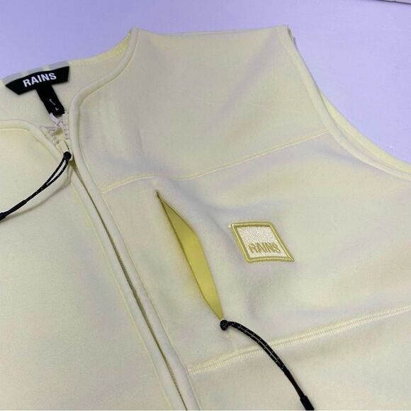 NWT Rains Fleece Vest Straw Yellow Sleeveless Unisex Zip Front L - Picture 5 of 10